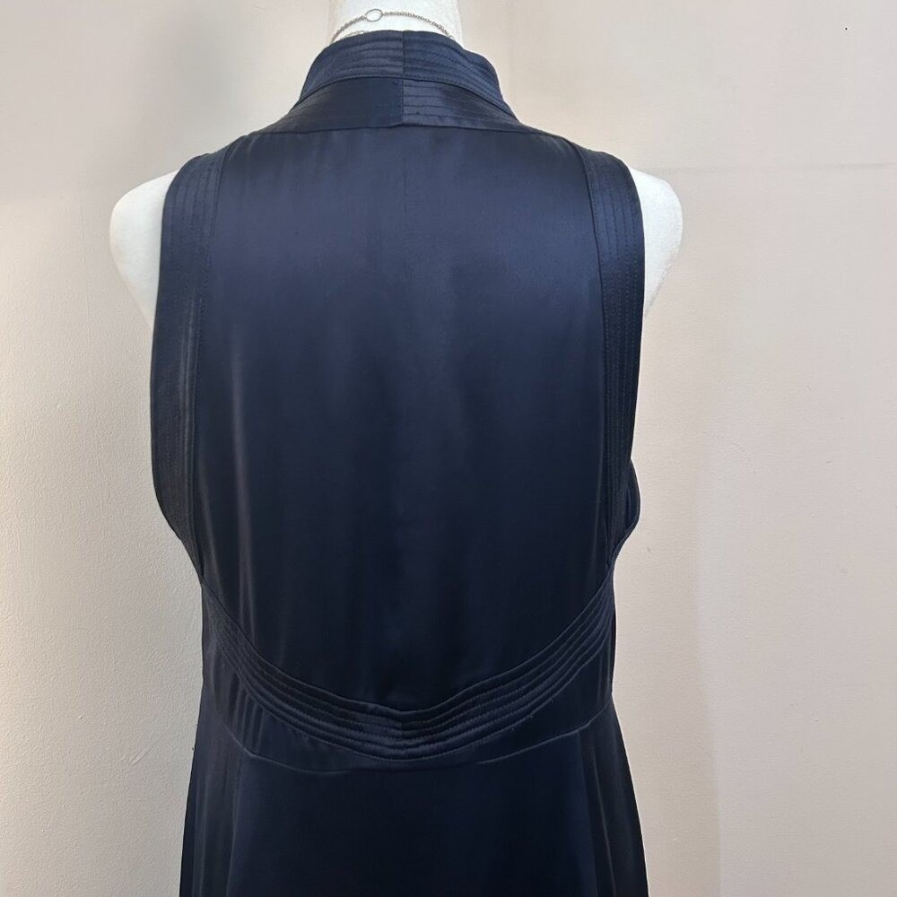 100% Silk Navy Blue Wrap V-Neck Midi Dress Proenza Schouler for Target 8 - Picture 6 of 14